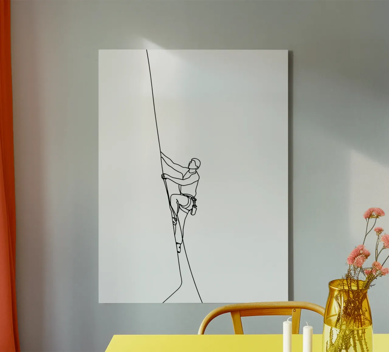 Arrampicatore - Line art minimalista tela con Cornice a cassetta da Viv Line Art