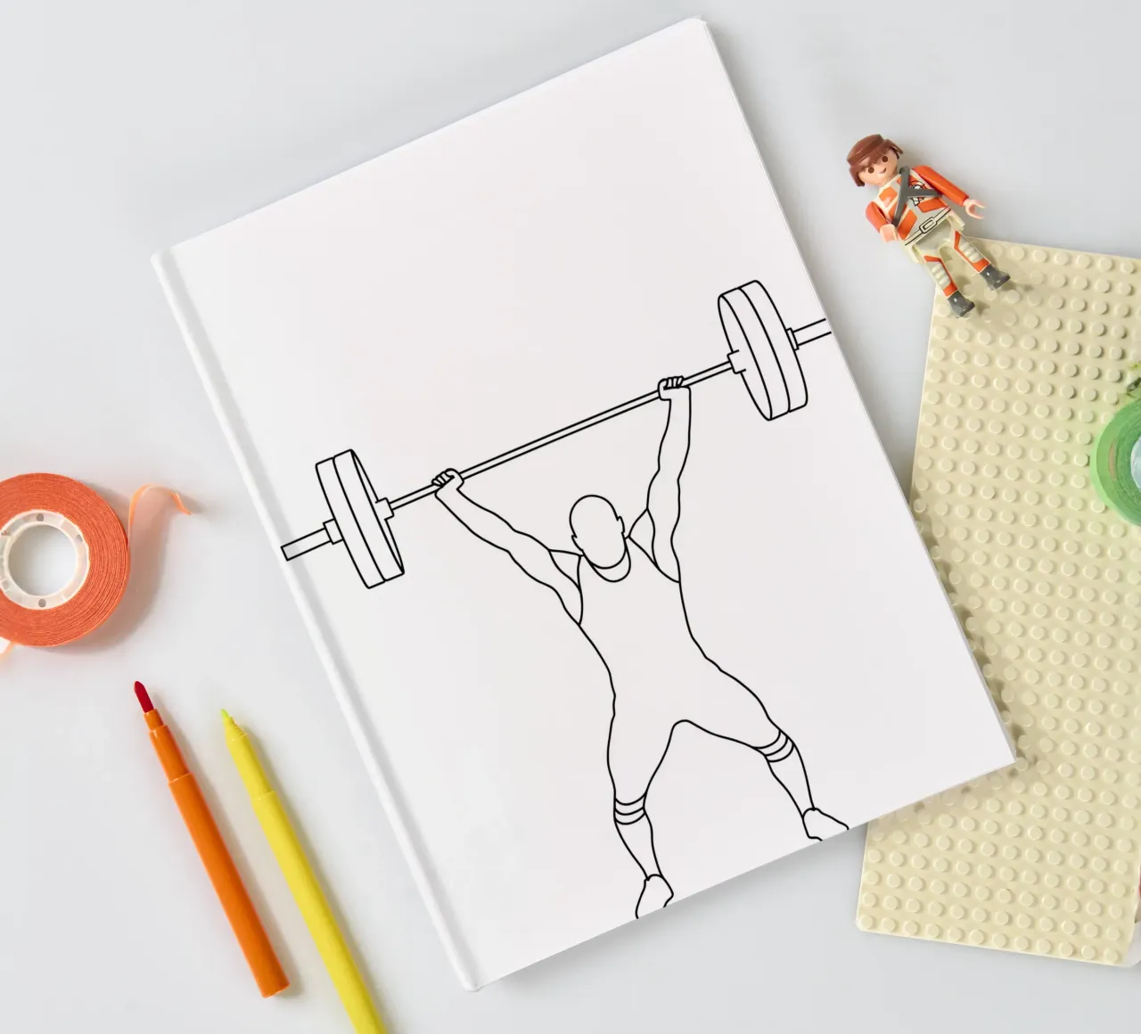 Weightlifting - Minimalist Line Art notebook by Viv Line Art