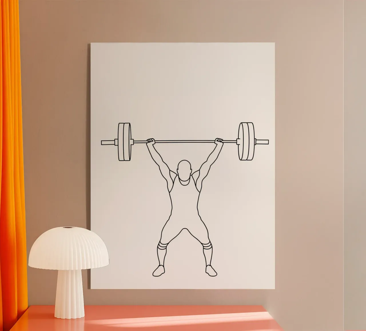 Sollevamento pesi - Line art minimalista plexiglass da Viv Line Art