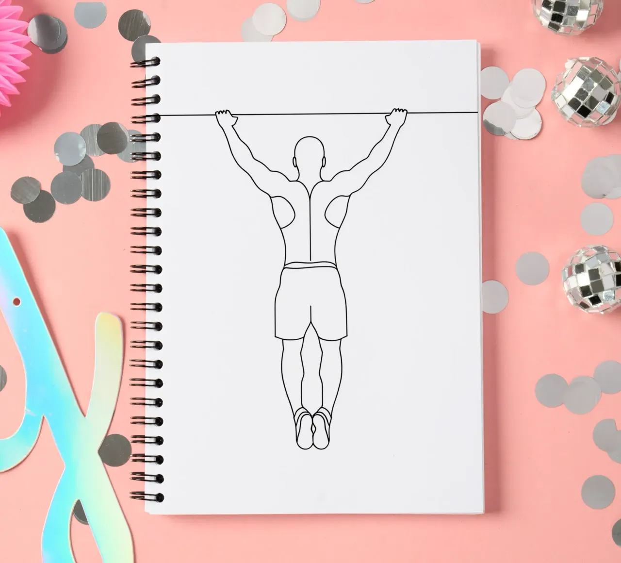 Gym Excercise - Minimalist Line Art spiral notebook by Viv Line Art