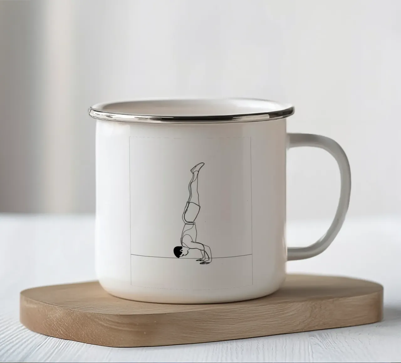 Uomo in piedi - Line art minimalista tazza in smalto da Viv Line Art