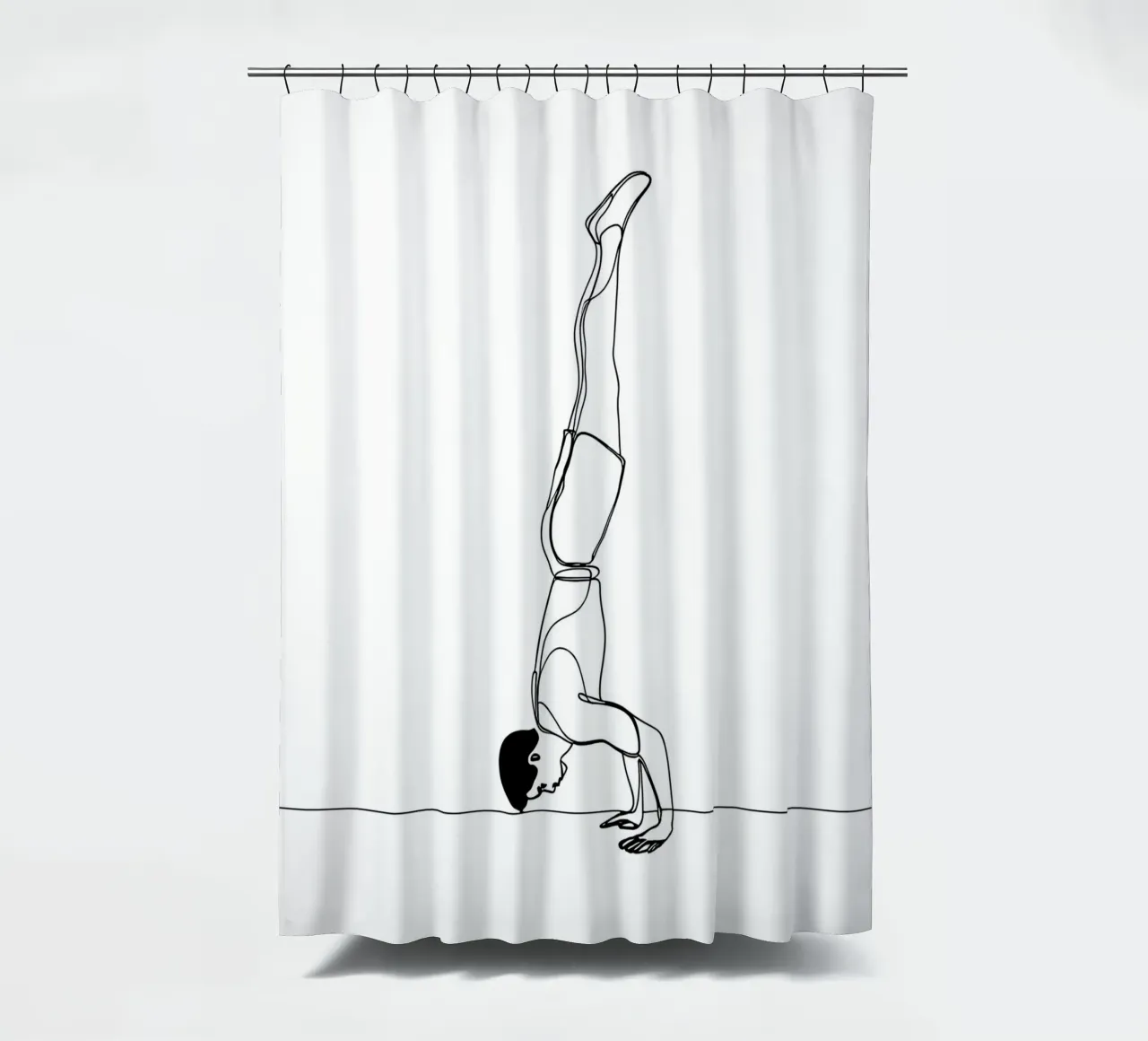 Man Handstanding - Minimalist Line Art shower curtain by Viv Line Art