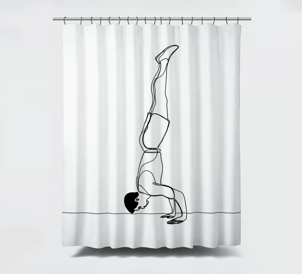Man Handstanding - Minimalist Line Art shower curtain by Viv Line Art