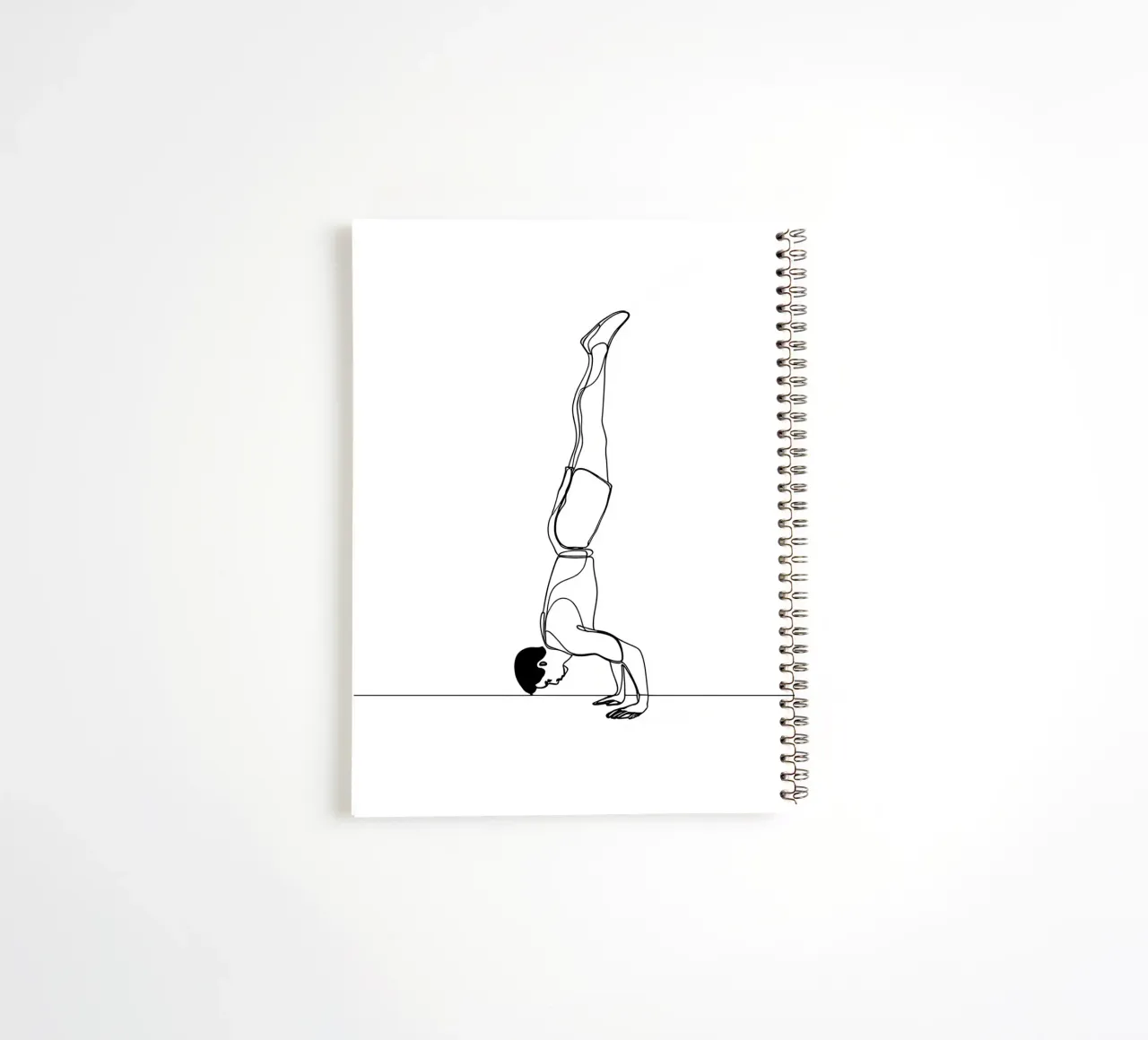 Man Handstanding - Minimalist Line Art spiral notebook by Viv Line Art