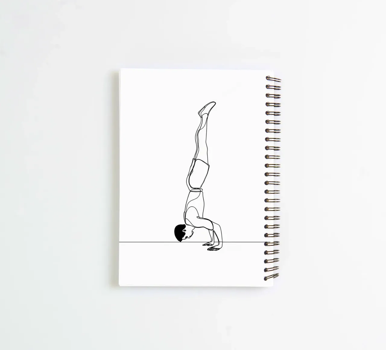 Man Handstanding - Minimalist Line Art spiral notebook by Viv Line Art