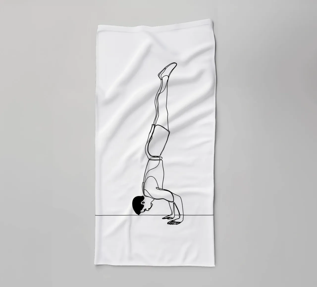 Man Handstanding - Minimalist Line Art towel by Viv Line Art