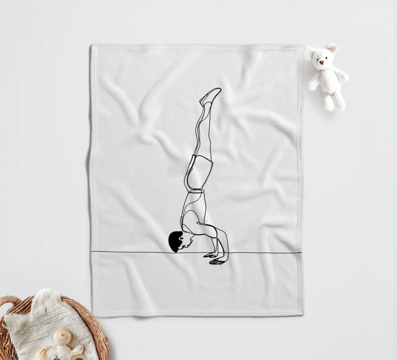 Man Handstanding - Minimalist Line Art fleece blanket by Viv Line Art