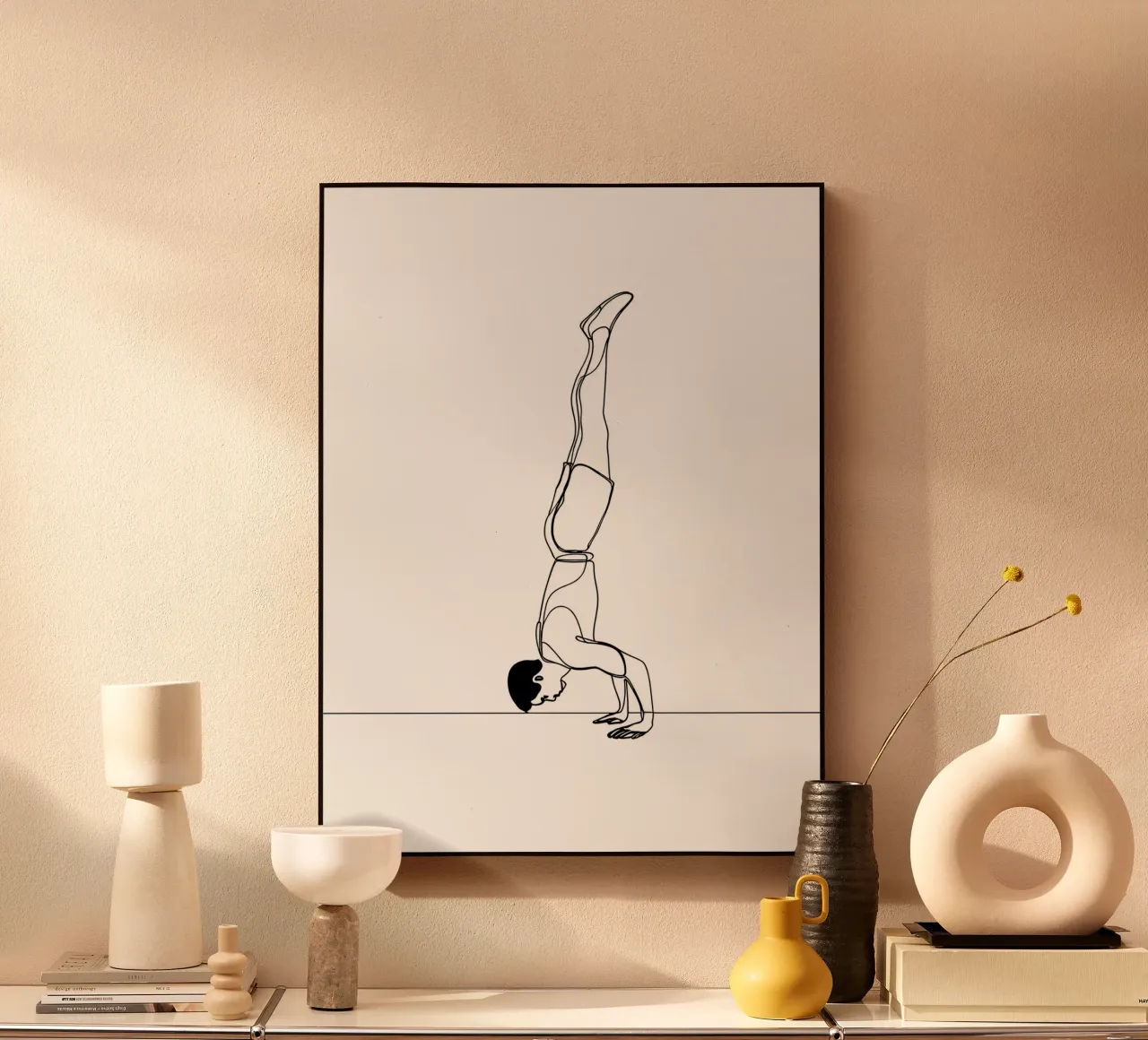 Man Handstanding - Minimalist Line Art alu-dibond by Viv Line Art