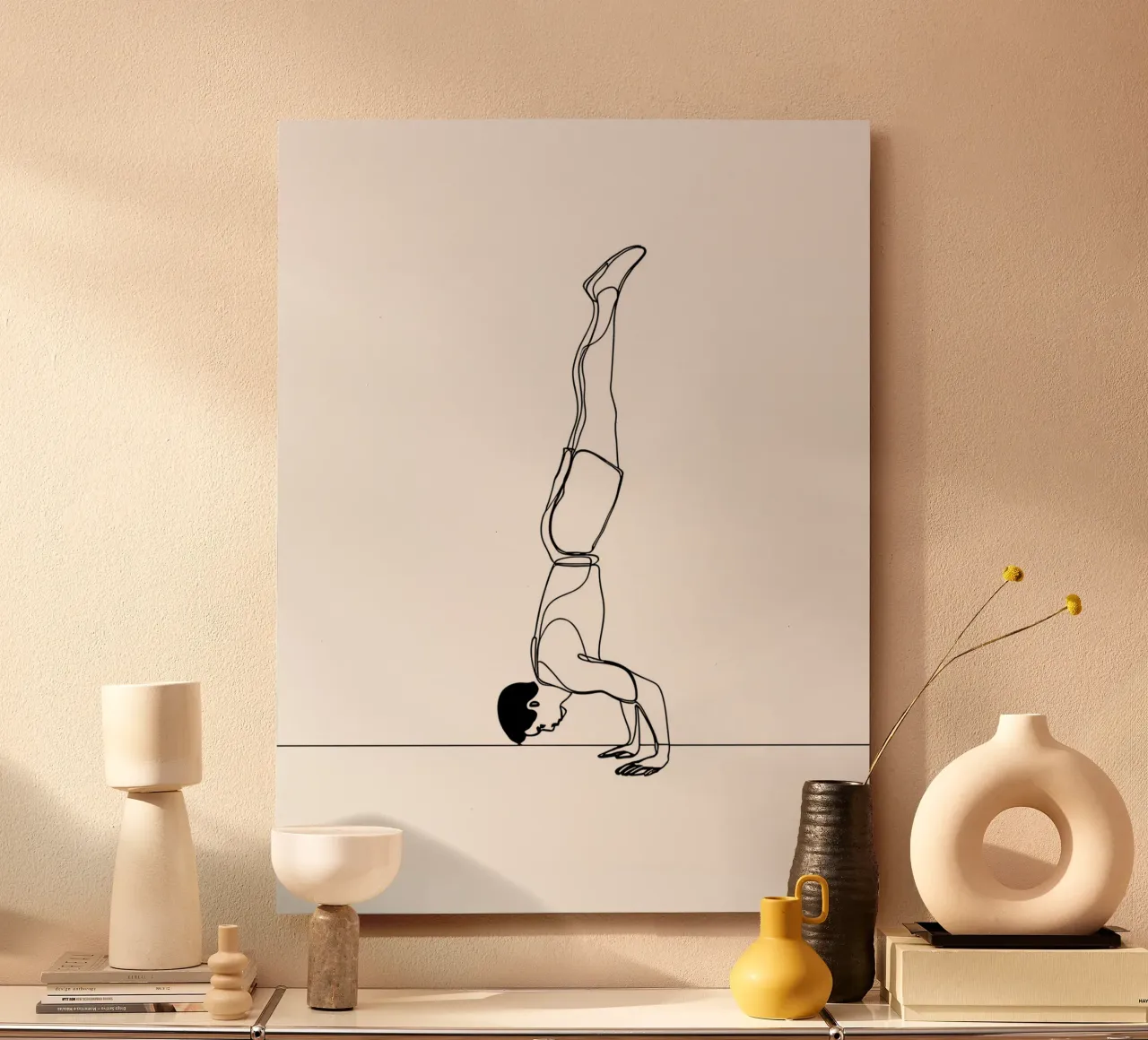 Man Handstanding - Minimalist Line Art alu-dibond by Viv Line Art