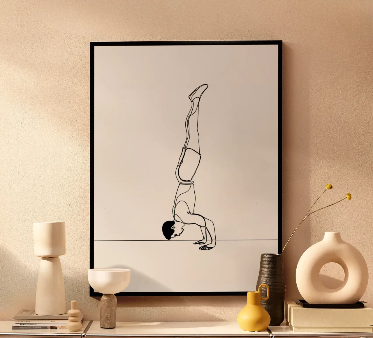 Man Handstanding - Minimalist Line Art hahnemühle by Viv Line Art