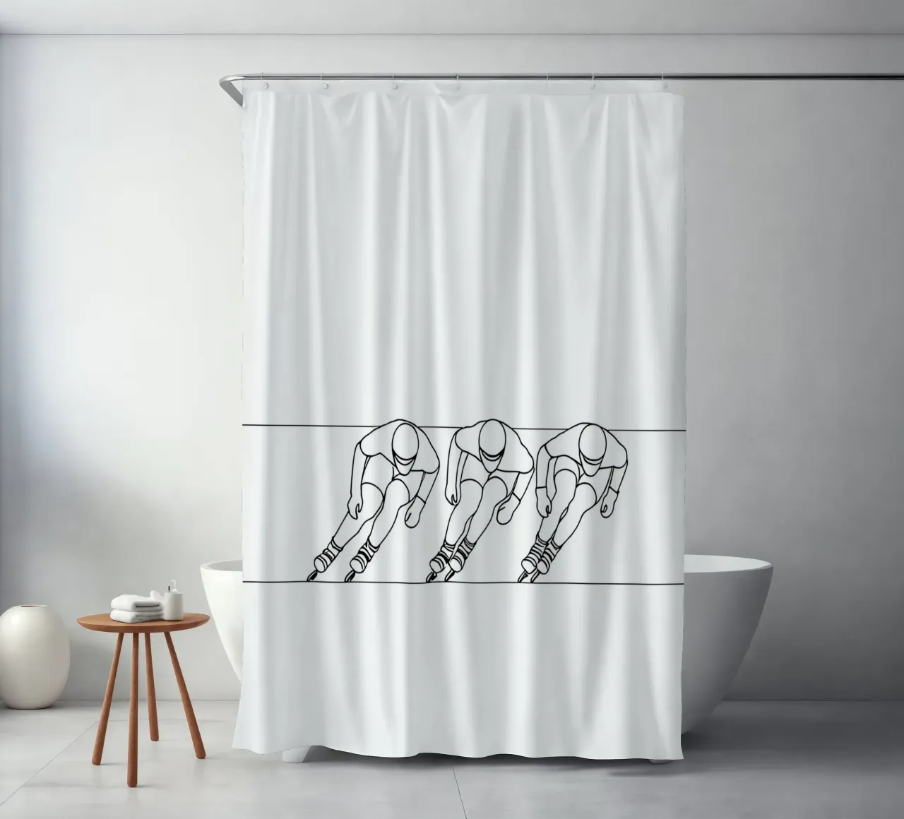 Rollerblade - Minimalist Line Art shower curtain by Viv Line Art