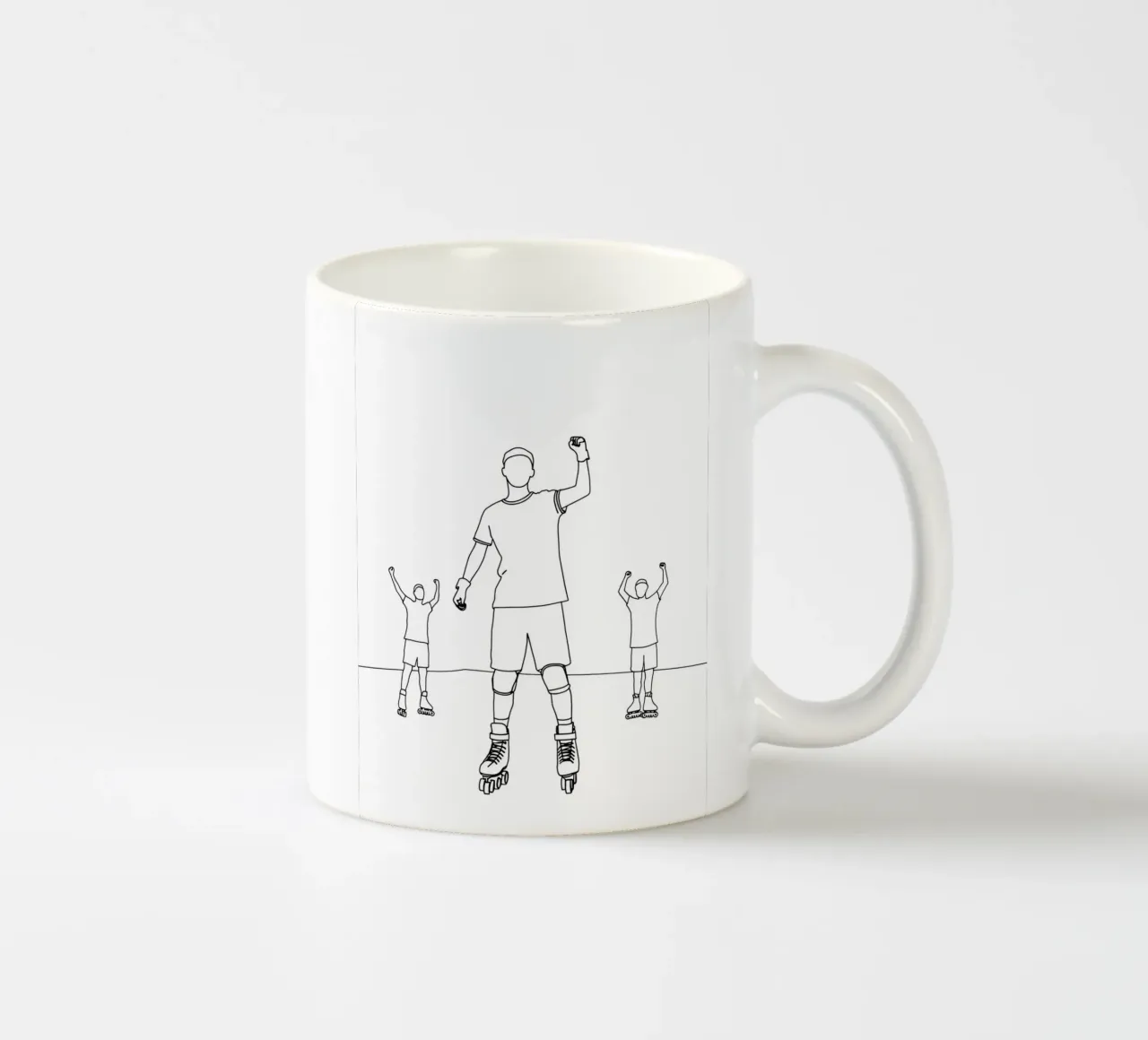 Rolschaatser - Minimalistische lijntekening keramische mok van Viv Line Art