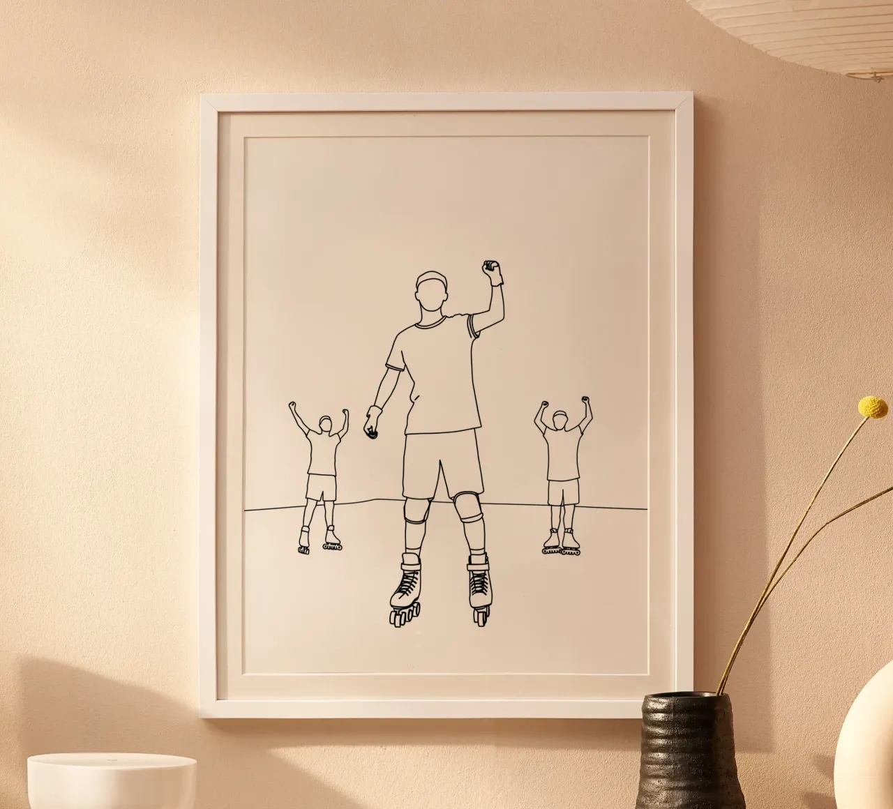 Patineur à roulettes - Dessin au trait minimaliste poster de Viv Line Art