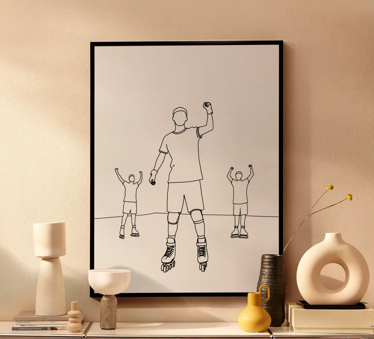Patineur à roulettes - Dessin au trait minimaliste poster de Viv Line Art