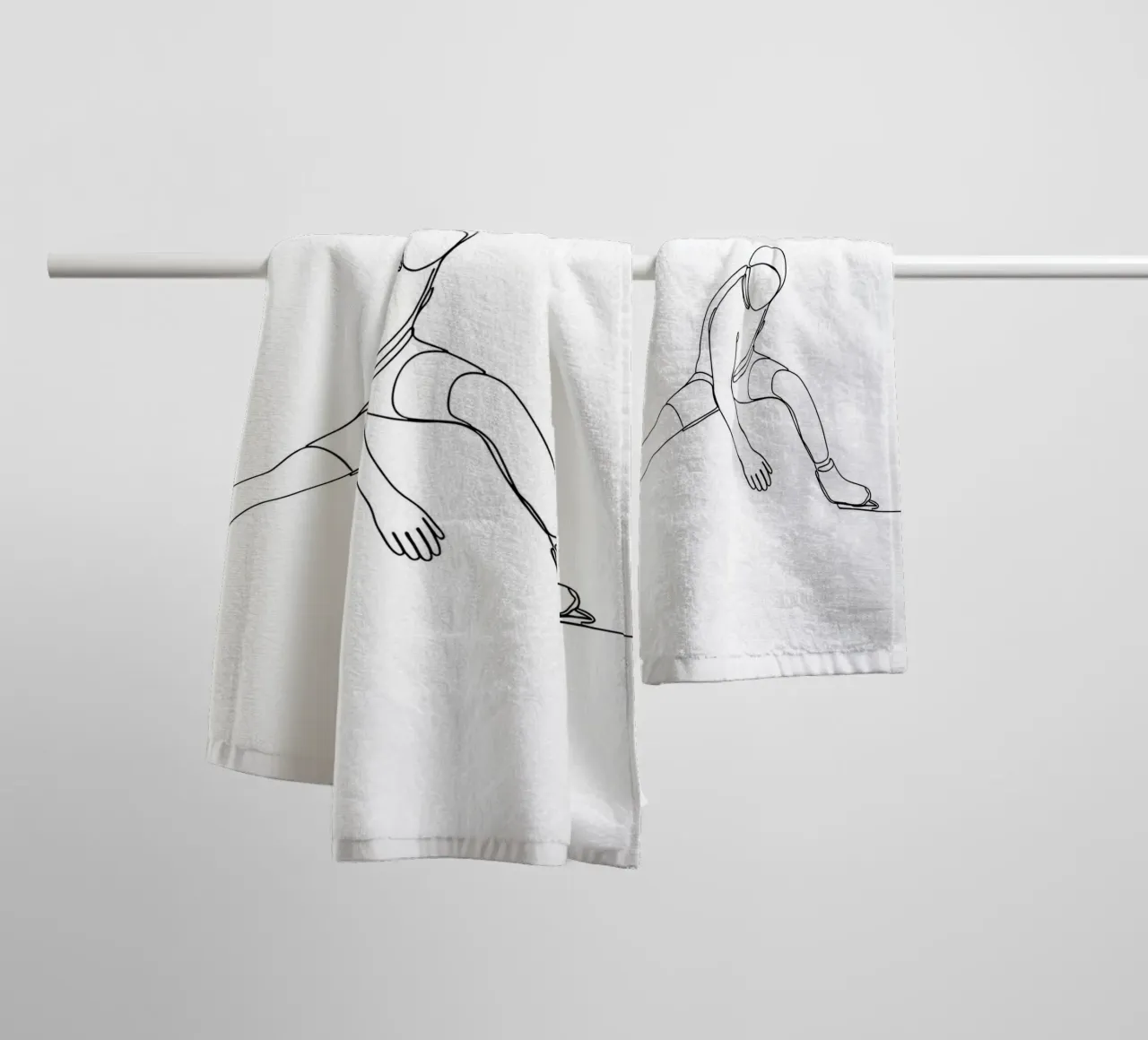 Ice Skater - Minimalist Line Art towel by Viv Line Art