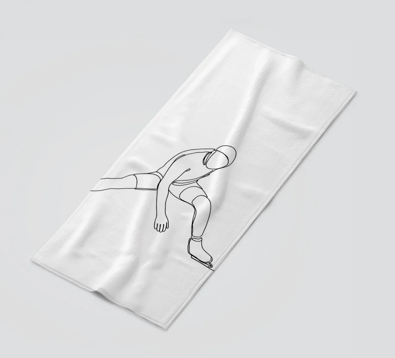 Pattinatore su ghiaccio - Line Art minimalista telo mare da Viv Line Art