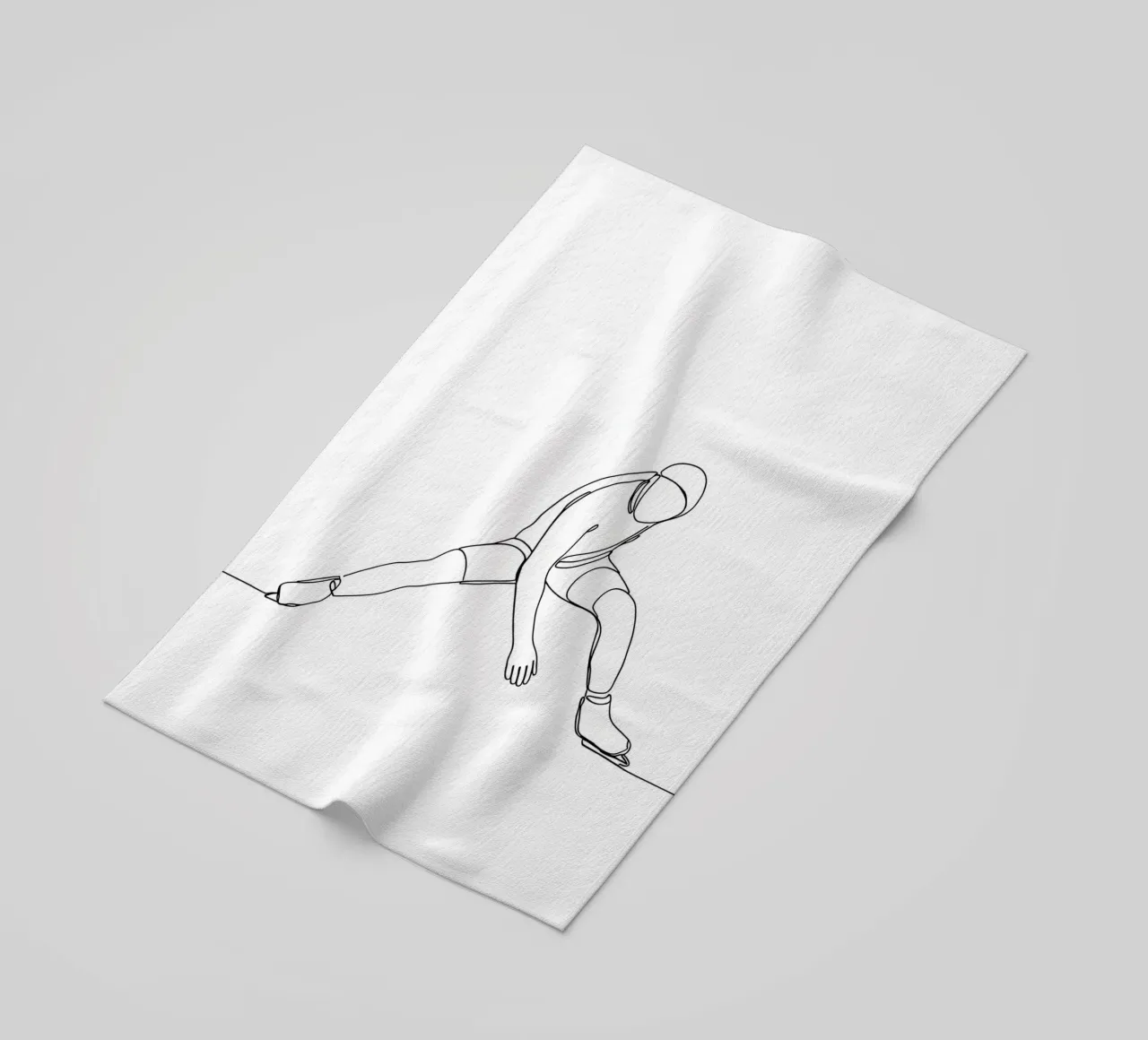 Pattinatore su ghiaccio - Line Art minimalista telo mare da Viv Line Art