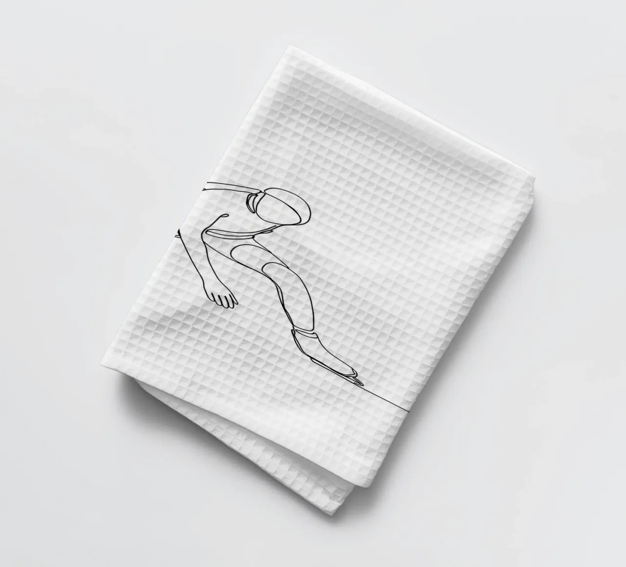 Patineur - Dessin au trait minimaliste torchon de Viv Line Art