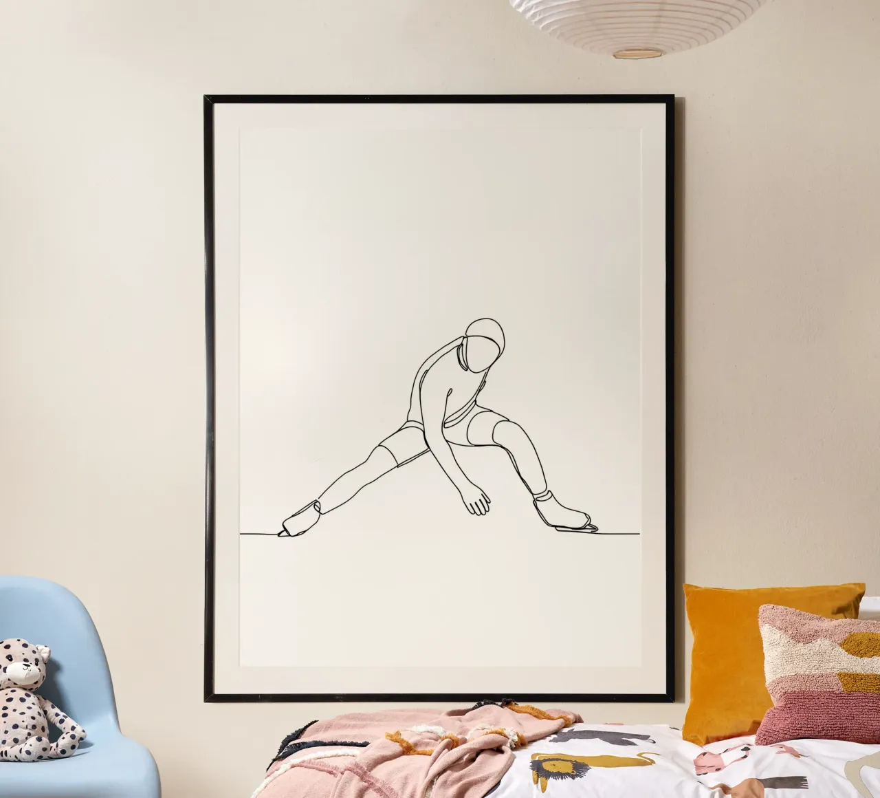 Patineur - Dessin au trait minimaliste hahnemühle de Viv Line Art