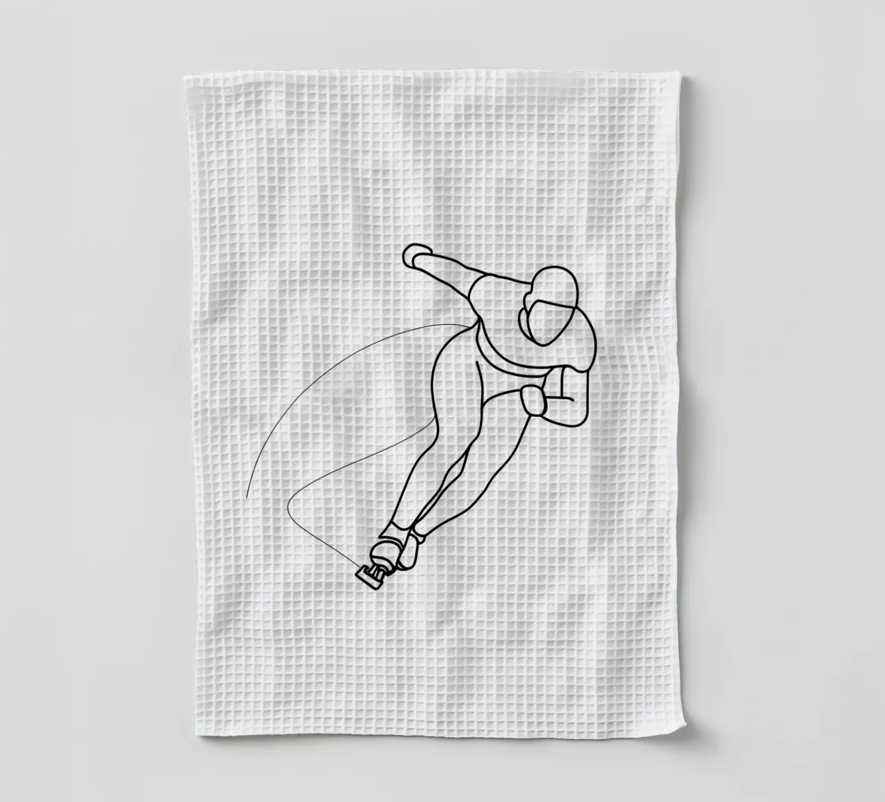 Patineur - Dessin au trait minimaliste torchon de Viv Line Art