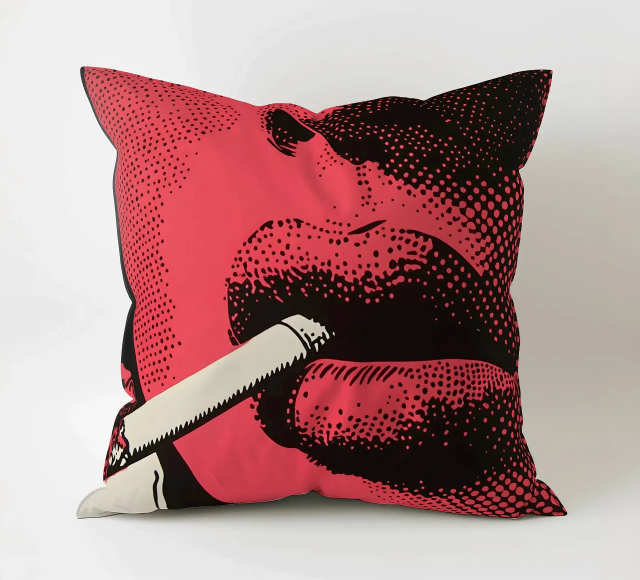 Neon Noir - Design drammatico delle labbra e dei fumi cuscino da Studio Mooodz