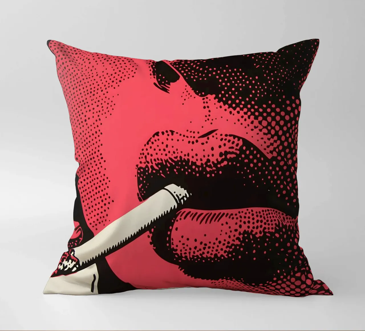 Neon Noir - Design drammatico delle labbra e dei fumi cuscino da Studio Mooodz