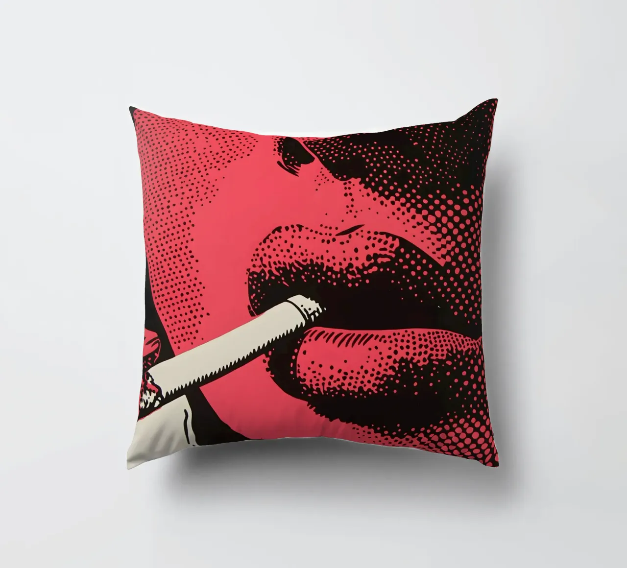 Neon Noir - Design drammatico delle labbra e dei fumi cuscino da Studio Mooodz