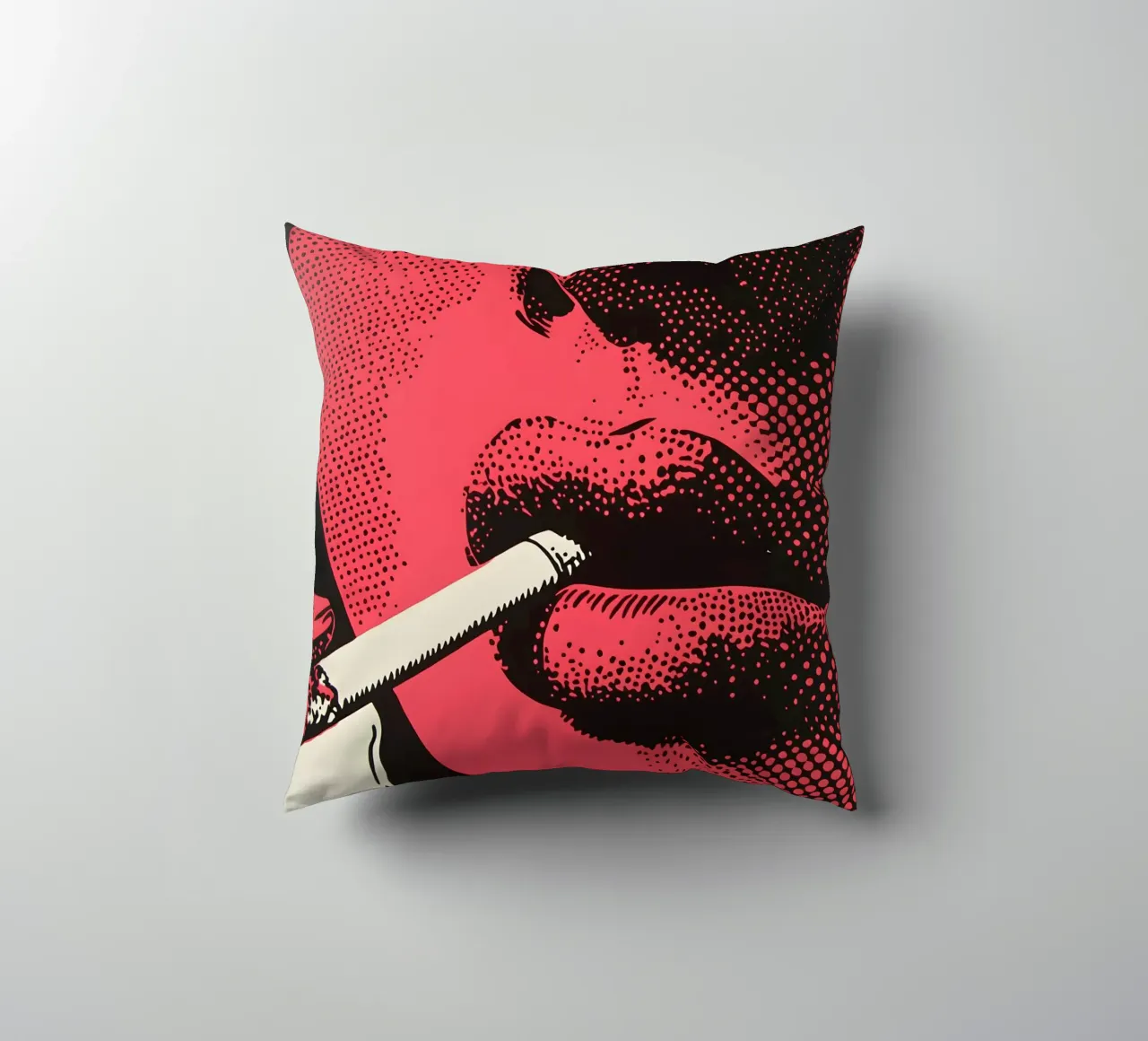 Neon Noir - Design drammatico delle labbra e dei fumi cuscino da Studio Mooodz