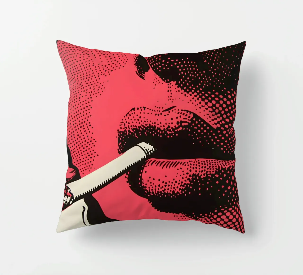 Neon Noir - Design drammatico delle labbra e dei fumi cuscino da Studio Mooodz