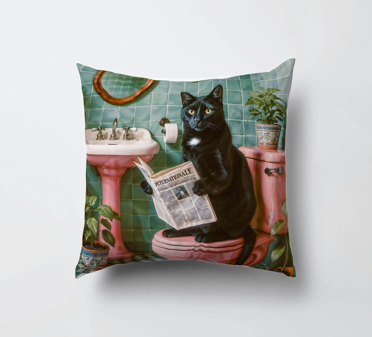 Bad Time Stories - The relaxed cat read decorative cushion by Studio Mooodz