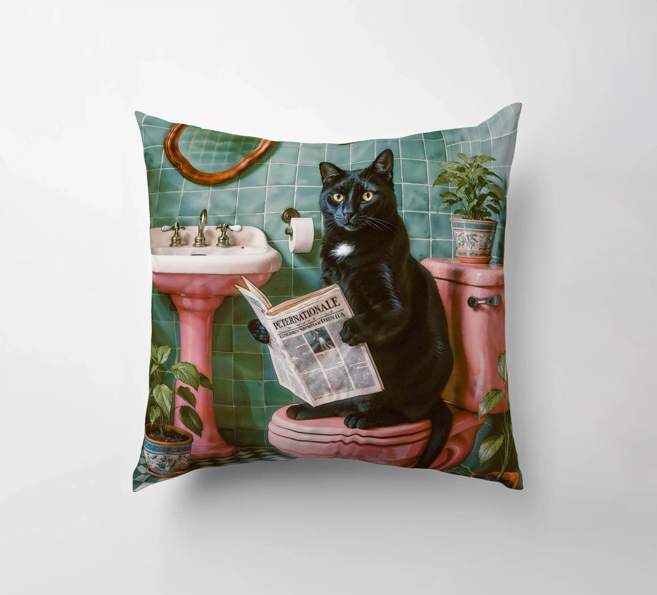 Bad Time Stories - The relaxed cat read decorative cushion by Studio Mooodz