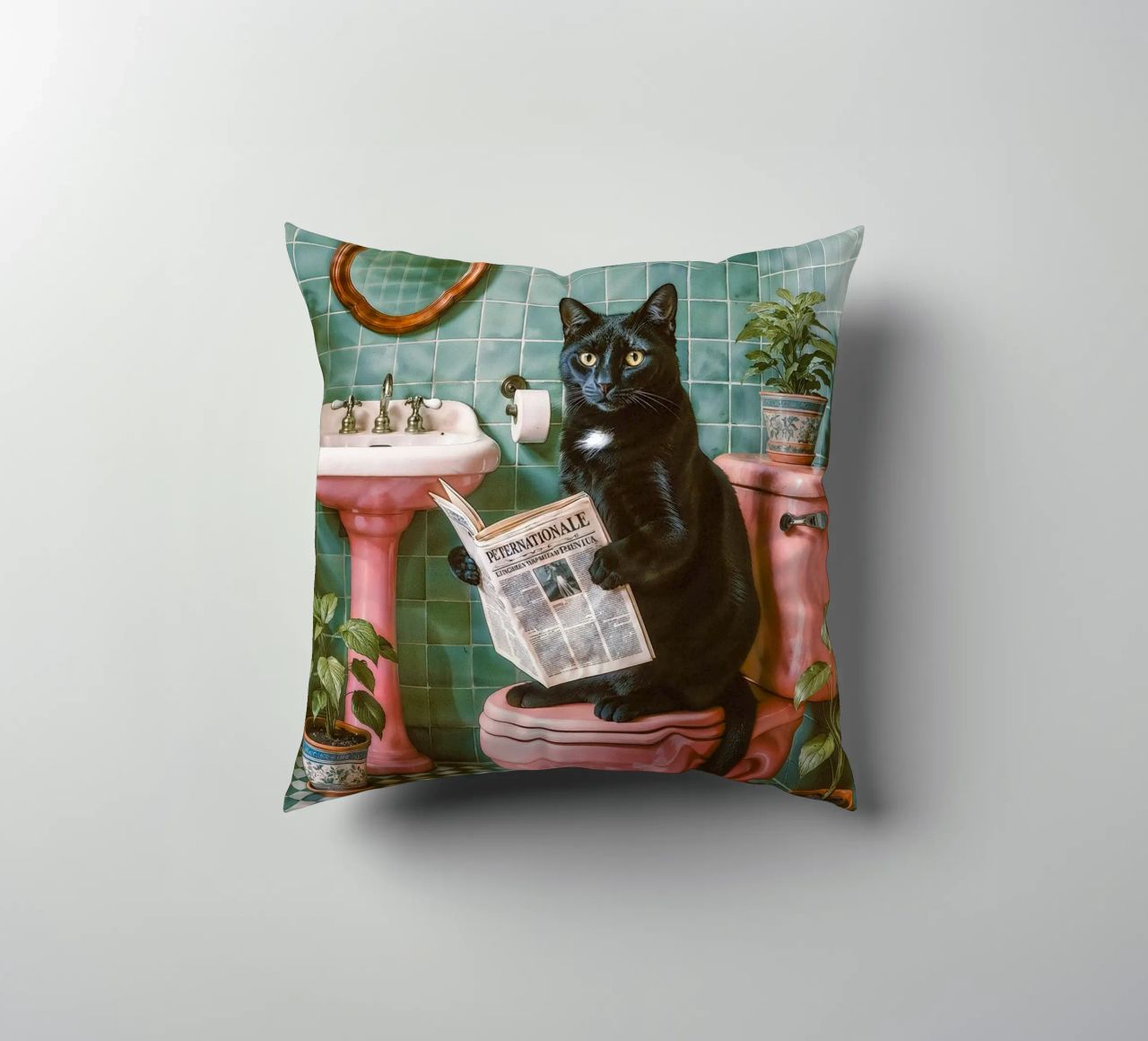 Bad Time Stories - The relaxed cat read decorative cushion by Studio Mooodz