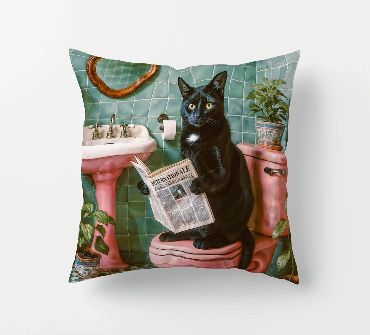 Bad Time Stories - The relaxed cat read decorative cushion by Studio Mooodz
