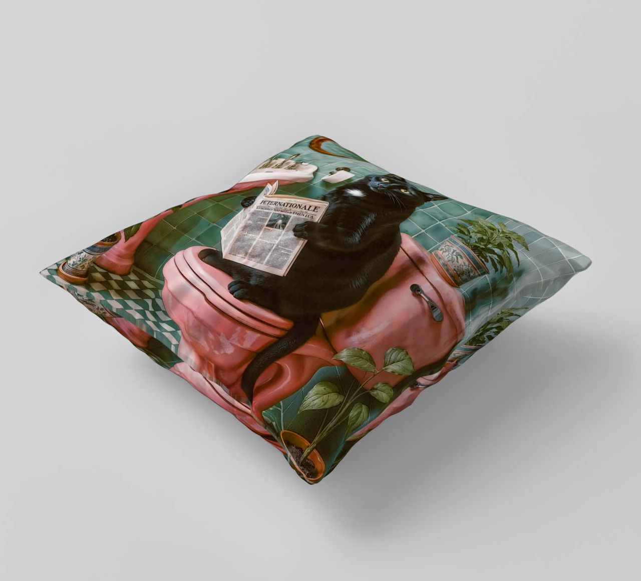 Bad Time Stories - The relaxed cat read decorative cushion by Studio Mooodz