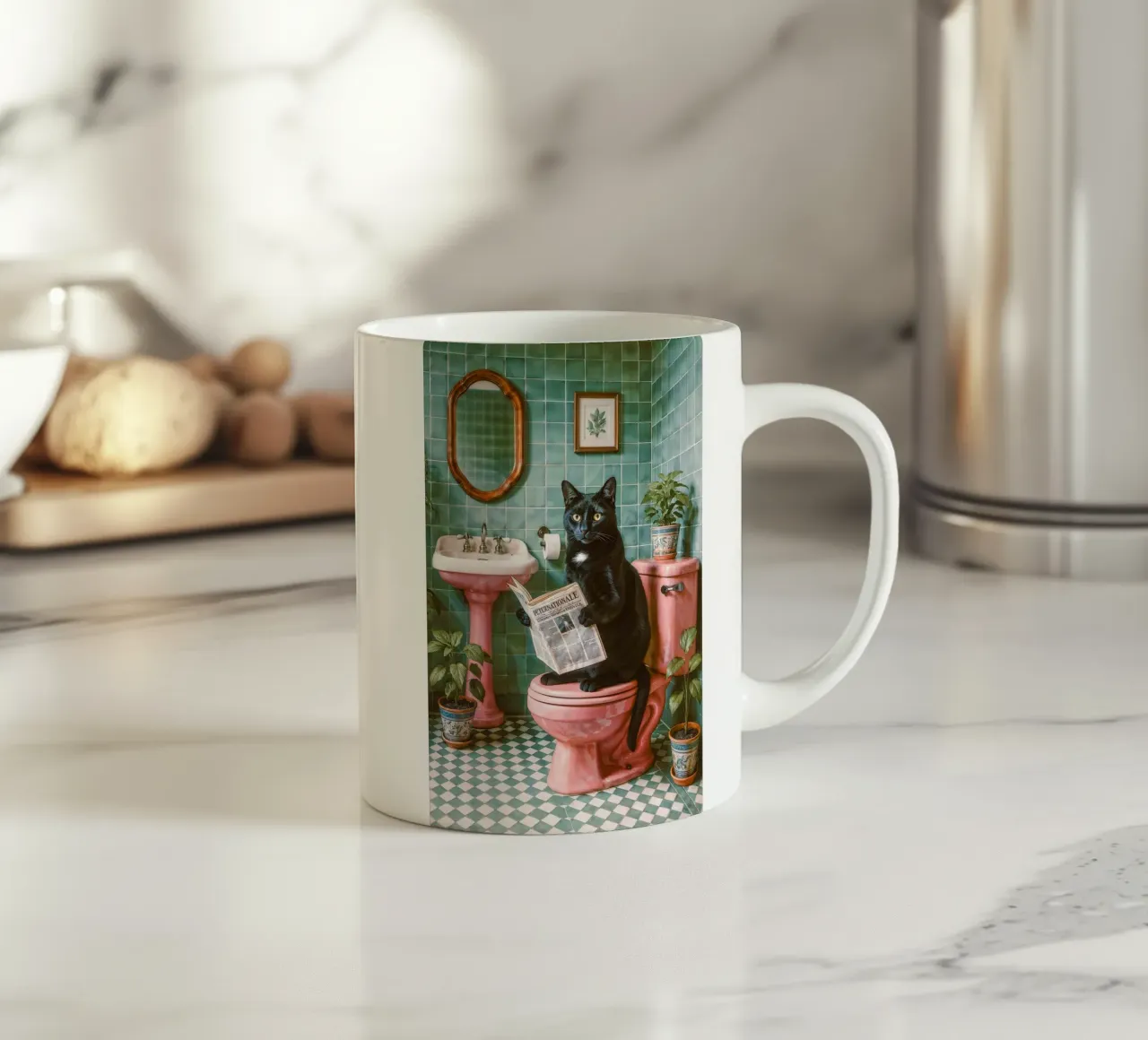 Storie del tempo cattivo - La lettura rilassata del gatto tazza in ceramica da Studio Mooodz