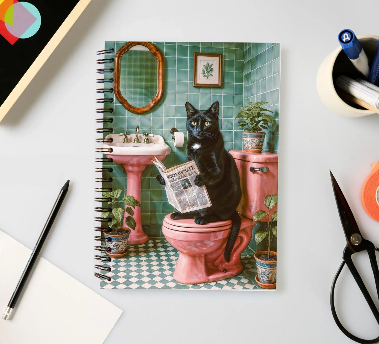 Bad Time Stories - The relaxed cat read spiral notebook by Studio Mooodz