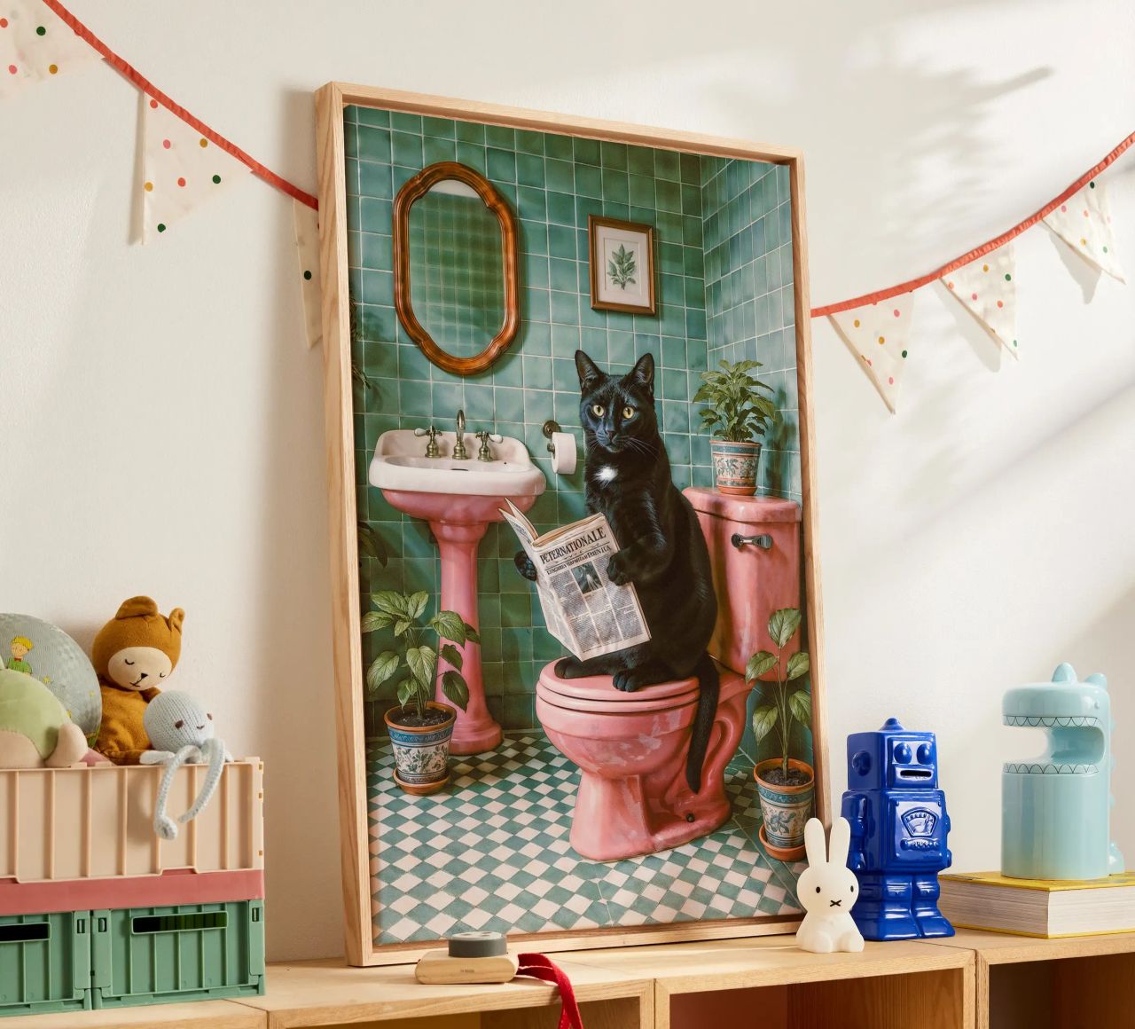 Bad Time Stories - The relaxed cat read canvas by Studio Mooodz