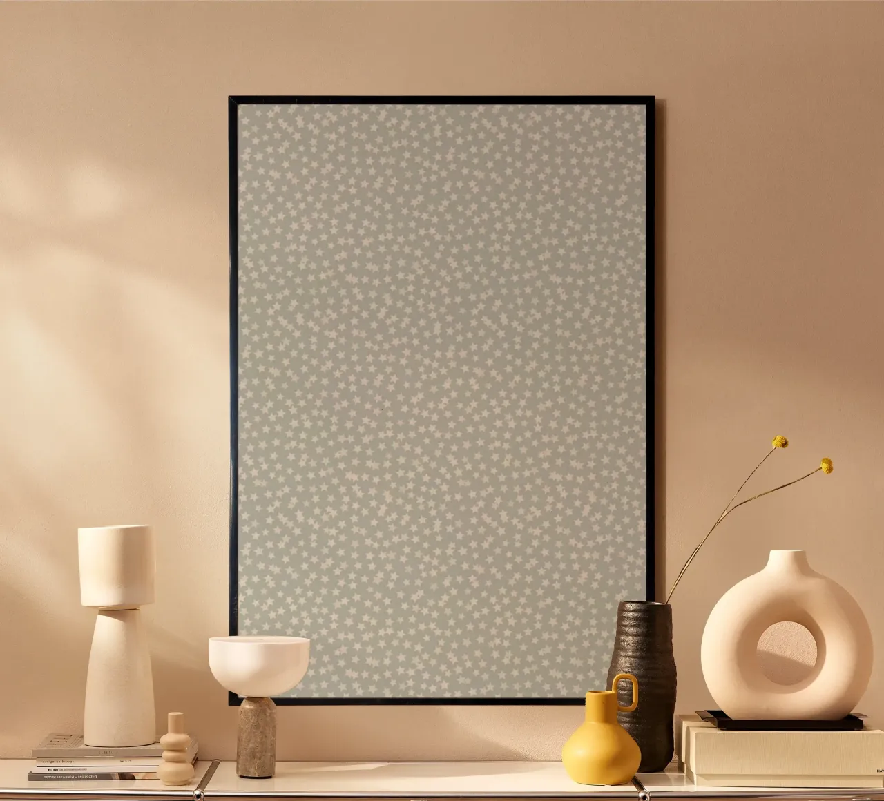 Silver Stars Confetti poster con telaio in plastica da Kind of Style