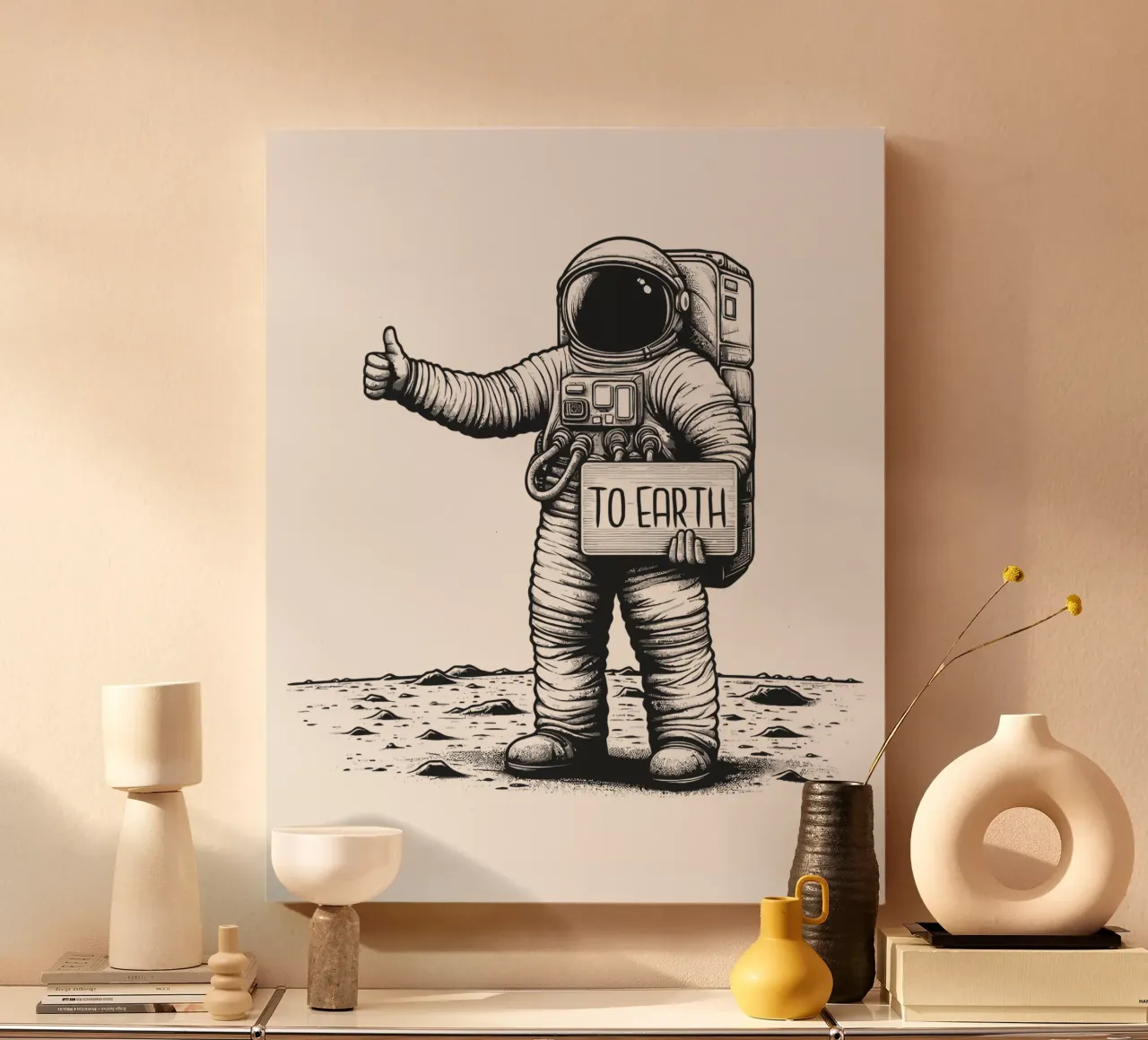 hitchhiking astronaut canvas with Floater frame by 🥝 KIWI STORE