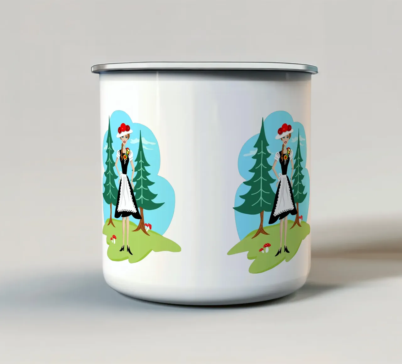 Ragazza della Foresta Nera tazza in smalto da DYDesign