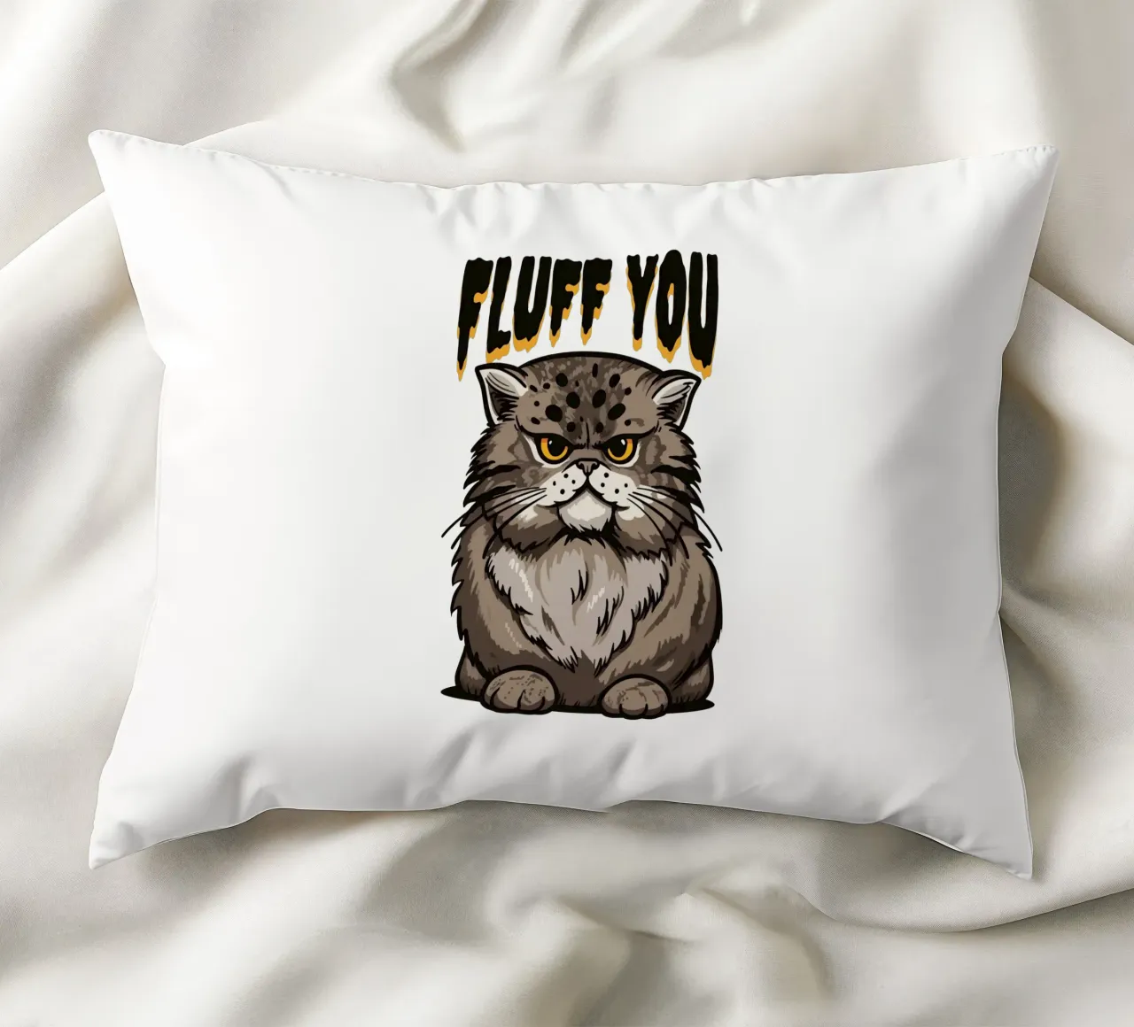 angry fluffy cat. decorative cushion by 🥝 KIWI STORE