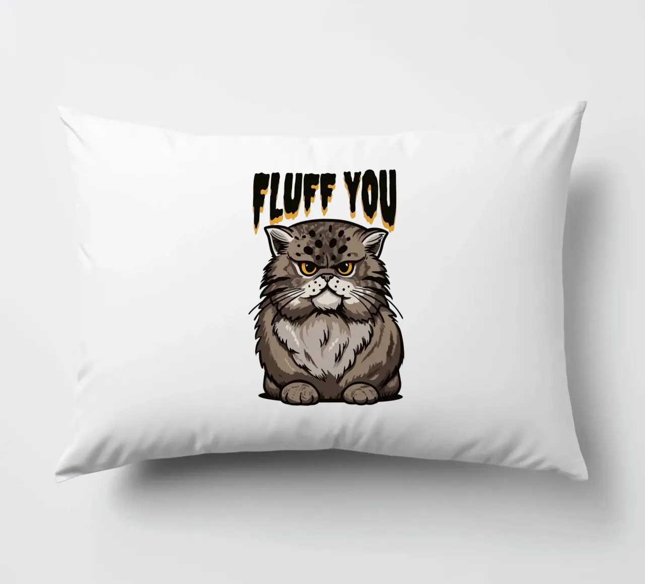 angry fluffy cat. decorative cushion by 🥝 KIWI STORE