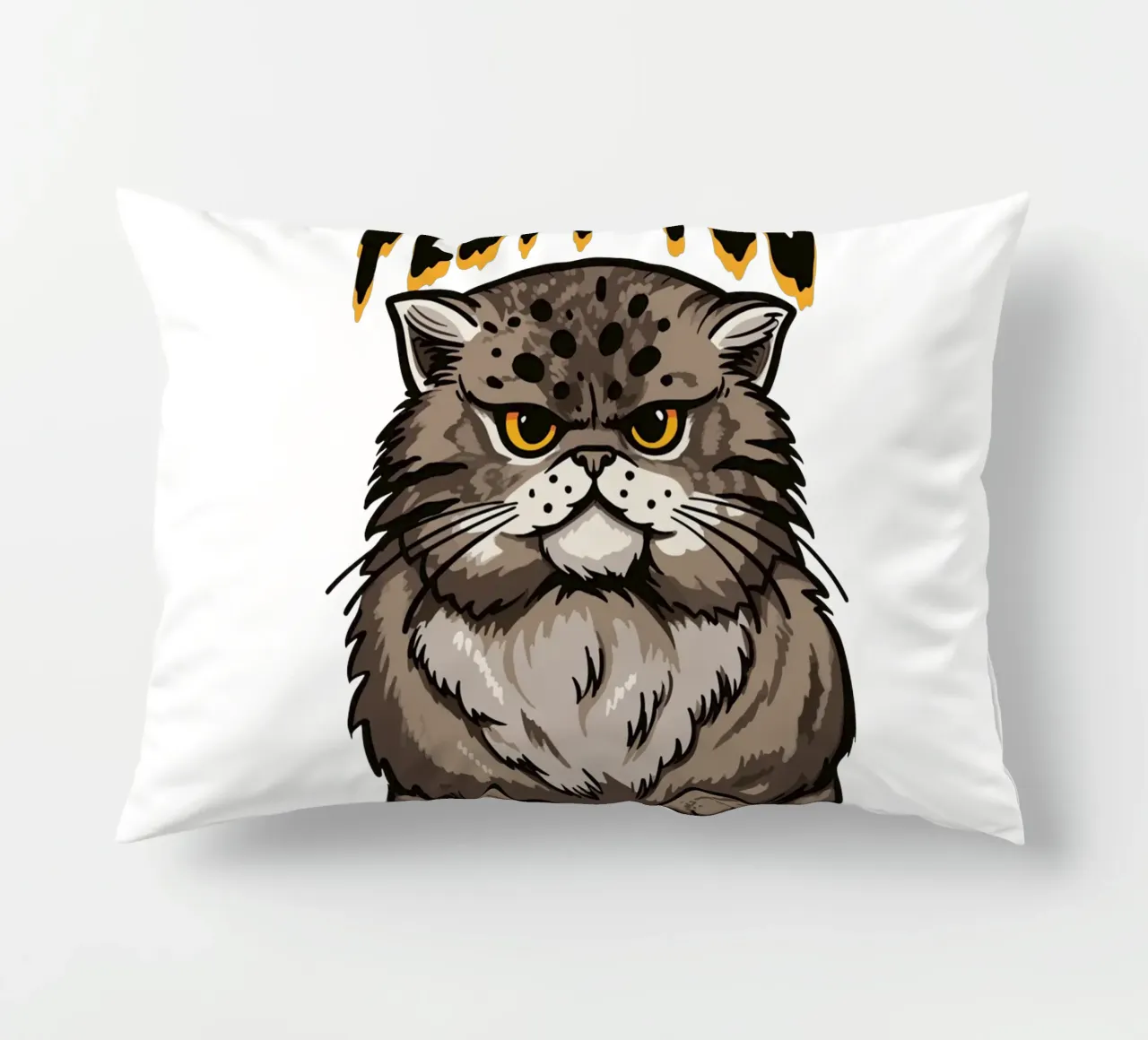 angry fluffy cat. decorative cushion by 🥝 KIWI STORE