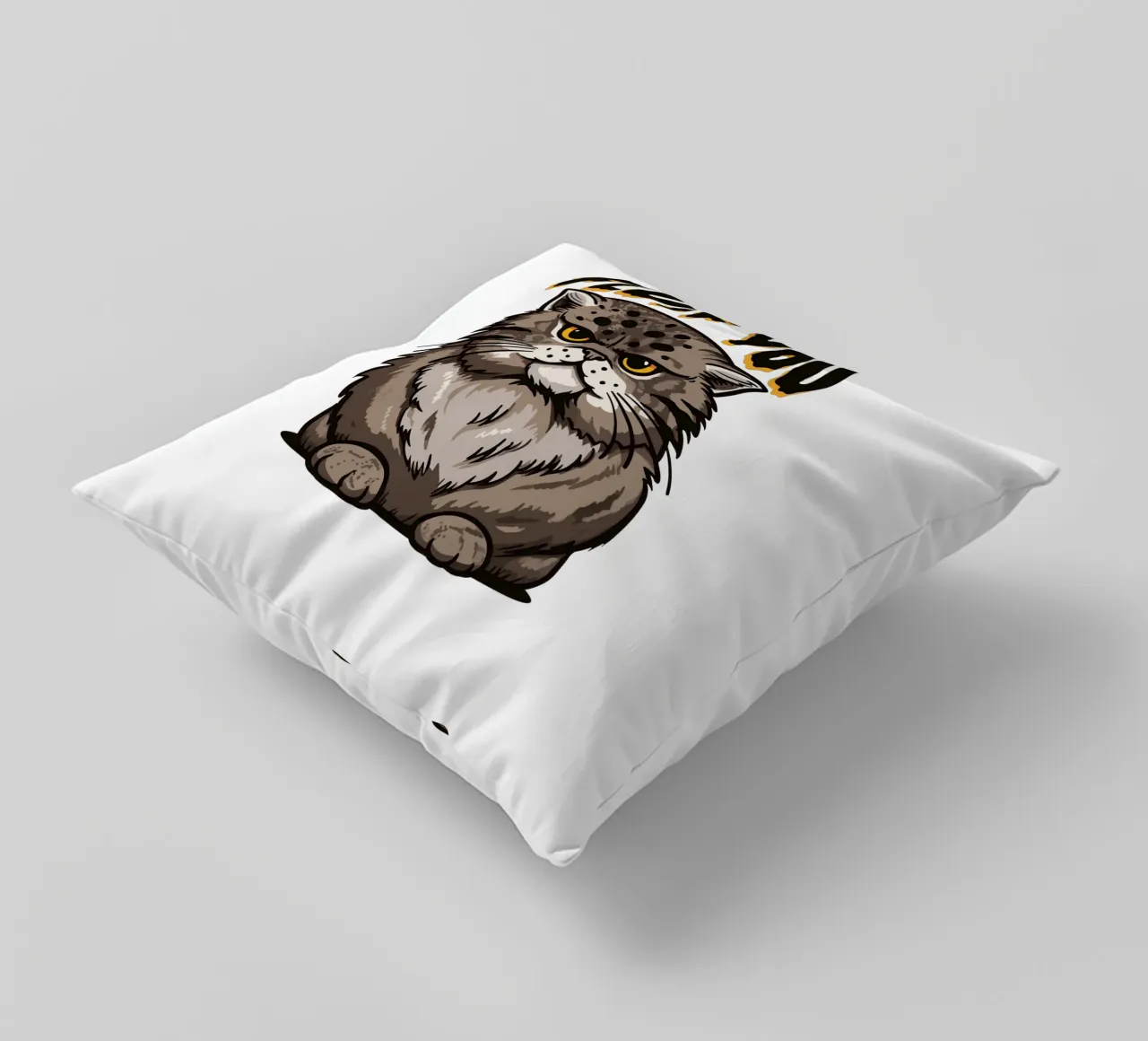 angry fluffy cat. decorative cushion by 🥝 KIWI STORE