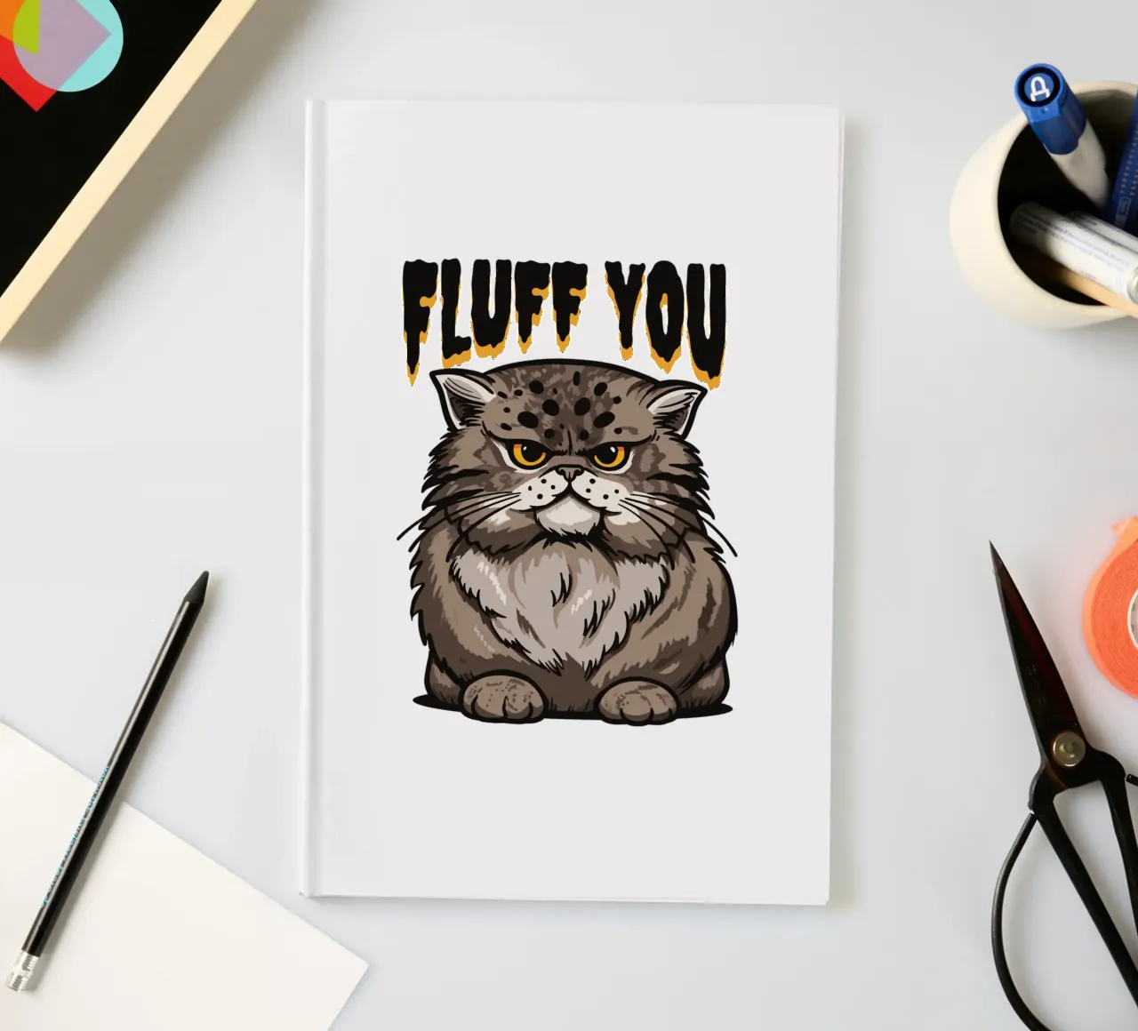angry fluffy cat. notebook by 🥝 KIWI STORE