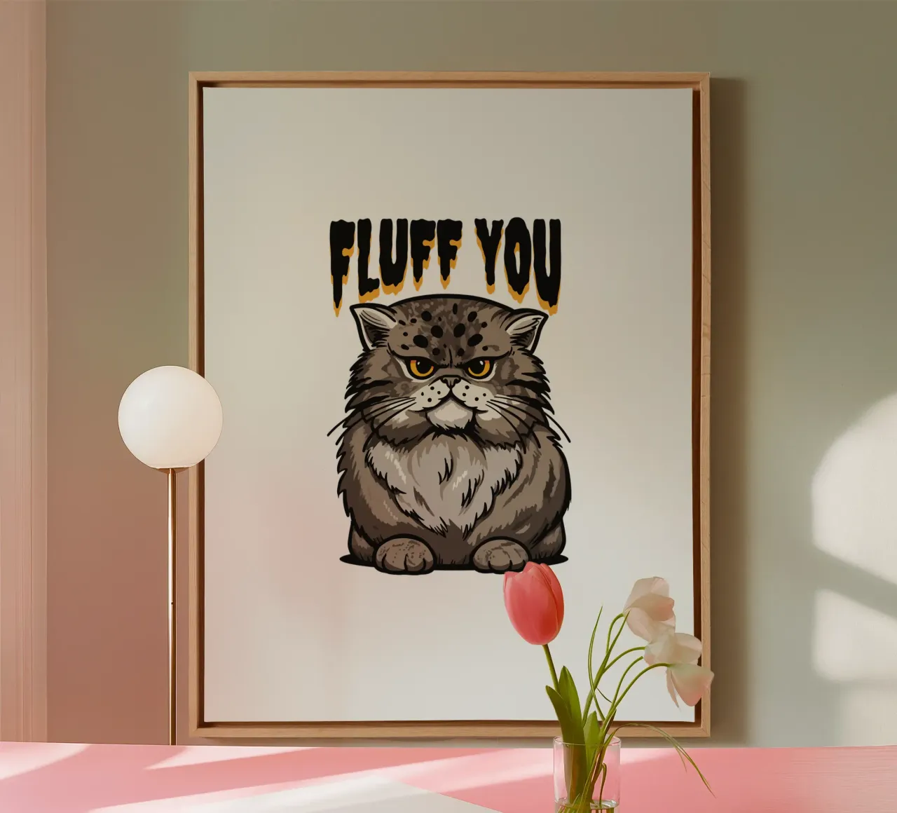 boze pluizige kat. canvas met Baklijst van 🥝 KIWI STORE
