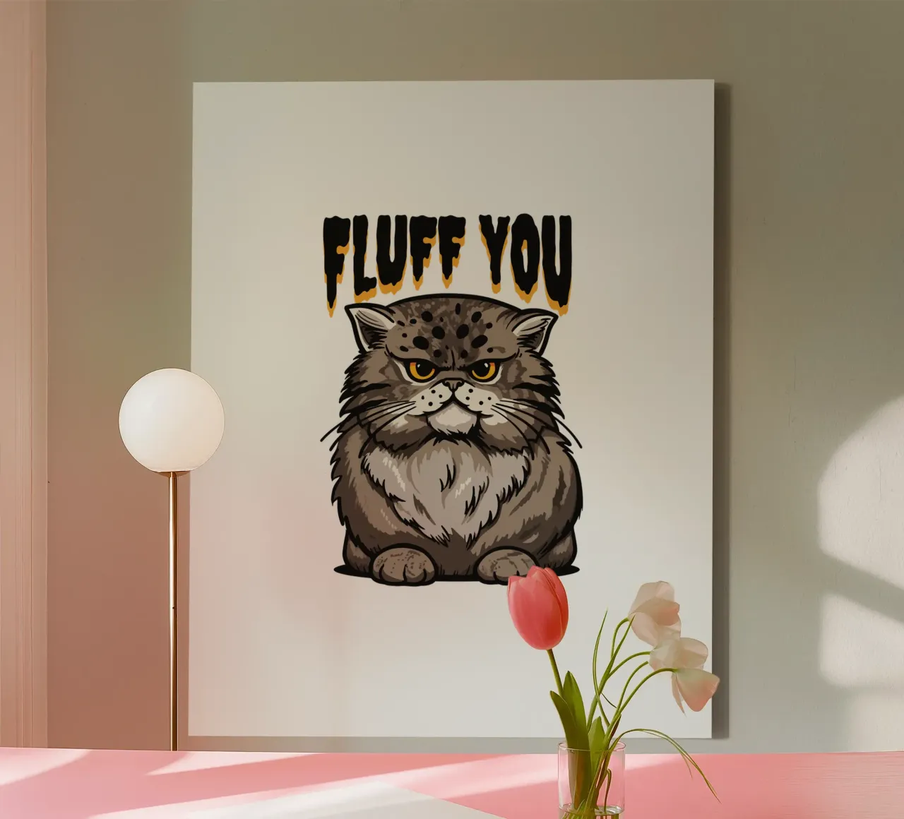boze pluizige kat. canvas met Baklijst van 🥝 KIWI STORE
