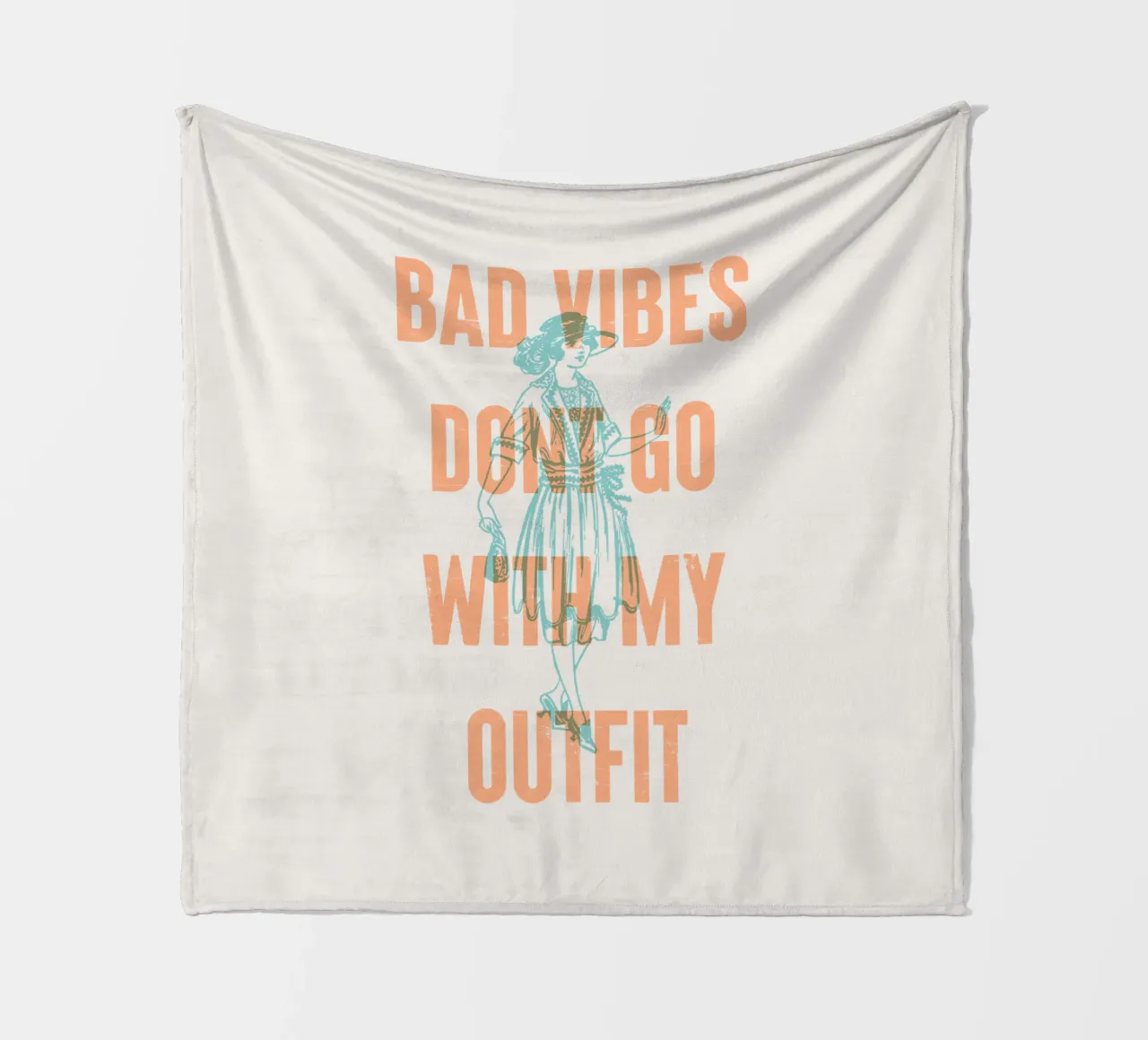 Bad Vibes Dont Go With My Outfit fleece blanket by Vintagrafica