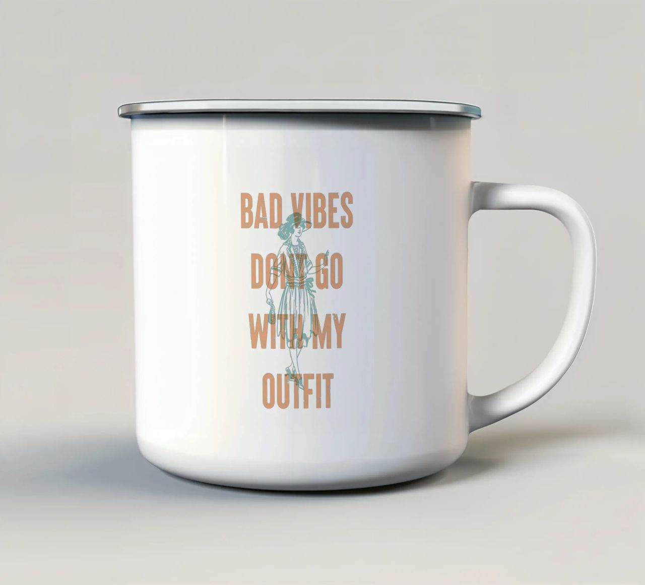 Bad Vibes passen nicht zu meinem Outfit Emaille Tasse von Vintagrafica