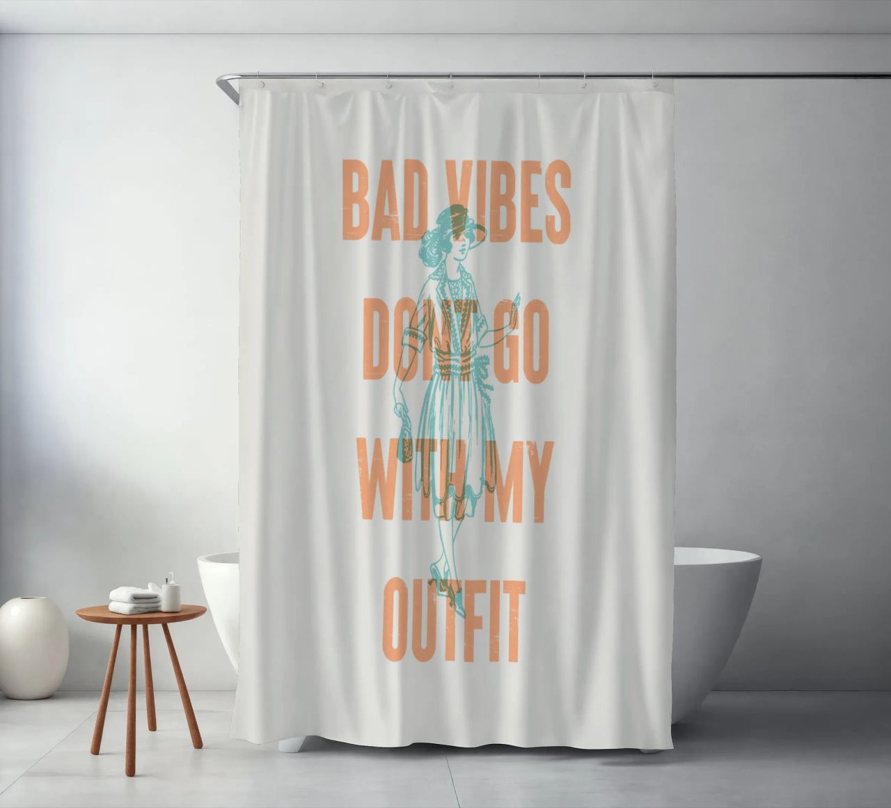 Bad Vibes passen nicht zu meinem Outfit Duschvorhang von Vintagrafica